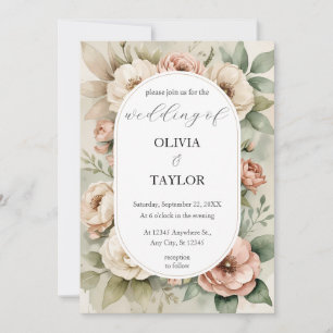 Invitation Aquarelle Boho Floral Russe Mariage