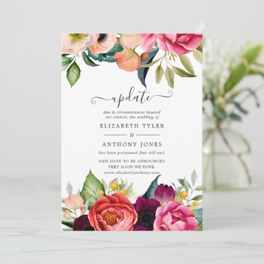 Invitation Aquarelle Boho Floral Spring Wedding Update (Debout devant)