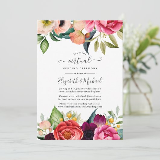 Invitation Aquarelle Boho Floral Spring Wedding Update (Debout devant)