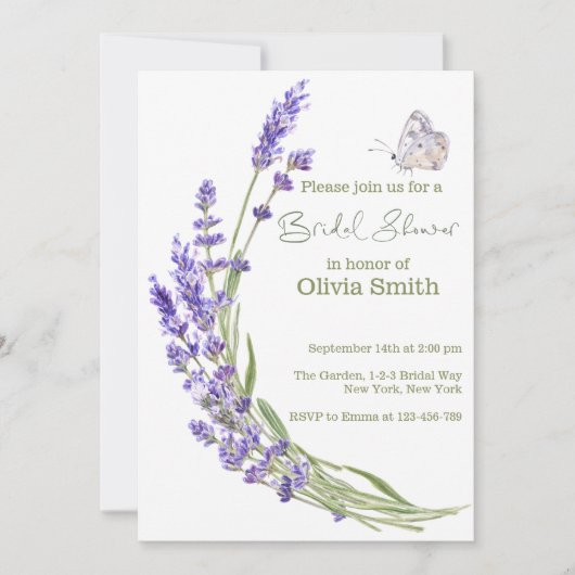 Invitation Aquarelle Boho Lavender Fête des mariées (Devant)