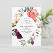Invitation Aquarelle Boho Mariage Floral (Debout devant)