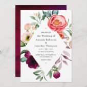 Invitation Aquarelle Boho Mariage Floral (Devant / Derrière)