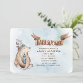 Invitation Aquarelle Boho Ours Rustique Animaux Baby shower (Debout devant)