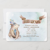 Invitation Aquarelle Boho Ours Rustique Animaux Baby shower (Devant)