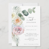 Invitation Aquarelle Boho Pastel Florals Eucalyptus Mariage (Devant)