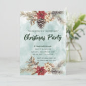 Invitation Aquarelle Boho Pine branche cône Noël fête (Debout devant)
