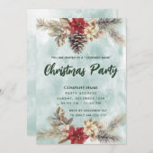 Invitation Aquarelle Boho Pine branche cône Noël fête (Devant / Derrière)