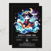 Invitation Aquarelle Boho Pirate Anniversaire (Devant / Derrière)
