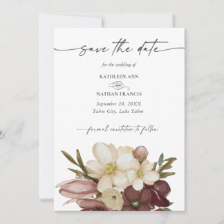 Invitation Aquarelle Boho Rose & Neutre  Enregistrez la Date