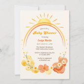 Invitation Aquarelle Boho Sunshine Baby shower solaire rétro (Devant)
