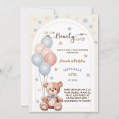 Invitation Aquarelle Boho Teddy Bear Baby shower neutre (Devant)