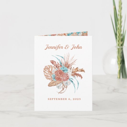 Invitation Aquarelle Boho Terracotta Floral Mariage d'automne (Devant)