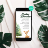 Invitation Aquarelle Boho Woodland Deer Snow Baby shower