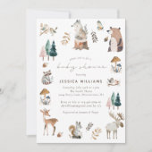 Invitation Aquarelle Bois Animaux Baby shower forestier (Devant)