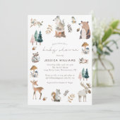 Invitation Aquarelle Bois Animaux Baby shower forestier (Debout devant)