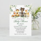 Invitation Aquarelle Bois Animaux Baby shower Par La Poste (Debout devant)