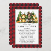 Invitation Aquarelle Bois Animaux Baby shower Plaid (Devant / Derrière)