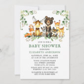 Invitation Aquarelle Bois Animaux Baby shower verdoyant (Devant)