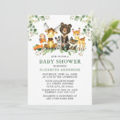 Invitation Aquarelle Bois Animaux Baby shower verdoyant (Debout devant)