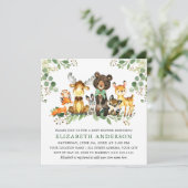 Invitation Aquarelle Bois Animaux Bow Baby shower Carré (Debout devant)