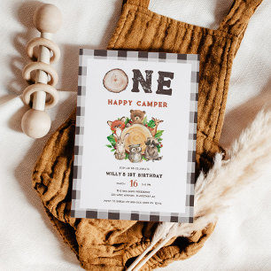 Invitation Aquarelle Bois Animaux Joyeux Camper Anniversaire
