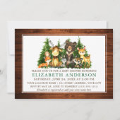 Invitation Aquarelle Bois Animaux Rustiques Bois Douche (Devant)