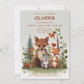 Invitation Aquarelle Bois Animaux Végétation 2e anniversaire (Devant)