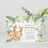 Invitation Aquarelle Bois Baby shower de cerfs sauvages (Debout devant)