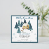 Invitation Aquarelle bois d'hiver cabine maison de vacances o (Debout devant)