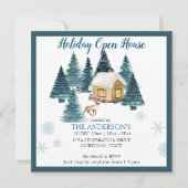 Invitation Aquarelle bois d'hiver cabine maison de vacances o (Devant)