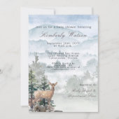 Invitation Aquarelle Bois Forêt Baby shower Doe (Devant)