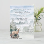 Invitation Aquarelle Bois Forêt Baby shower Doe (Debout devant)