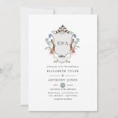Invitation Aquarelle Bois Laurel Crest Monogramme Mariage (Devant)