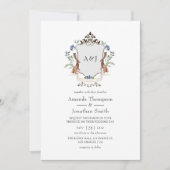 Invitation Aquarelle Bois Laurel Crest Monogramme Mariage (Devant)