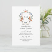 Invitation Aquarelle Bois Laurel Crest Monogramme Mariage (Debout devant)