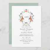 Invitation Aquarelle Bois Laurel Crest Monogramme Mariage (Devant / Derrière)