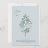 Invitation Aquarelle Bois Pin vert Mariage (Devant)