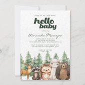 Invitation Aquarelle Bois Pins Baby shower d'hiver (Devant)