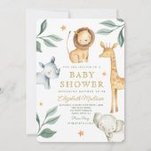 Invitation Aquarelle Bois Safari Animaux mignons (Devant)