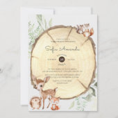 Invitation Aquarelle Bois Tranches Baby shower bois (Devant)