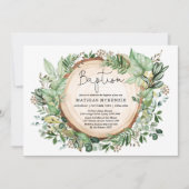 Invitation Aquarelle Bois Végétation Baptême Baptême Baptême (Devant)