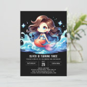 Invitation Aquarelle Bonne Sirène Anniversaire (Debout devant)