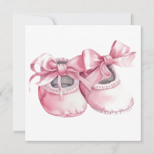 Invitation Aquarelle Booties roses pour nouvelle petite fille