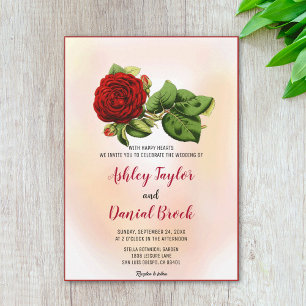 Invitation Aquarelle bordeaux rose romantique Mariage fleuri 