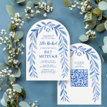 Invitation Aquarelle botanique Arc Bat mitzvah de barre de co<br><div class="desc">Carte parfaite pour annoncer un bat mitzvah, bar mitzvah ou une autre célébration juive ! L'art délicat de trame feuille dessinée à la main pour vous! ENTIÈREMENT PERSONNALISABLE ! Cliquez sur "Personnaliser" ci-dessus pour modifier le texte et ajouter votre lien au code QR. Cliquez sur "modifier à l'aide de l'outil...</div>