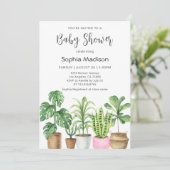 Invitation Aquarelle botanique Baby shower Plante pointé (Debout devant)