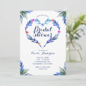 Invitation Aquarelle botanique Bleu Bleu Lumineux (Debout devant)