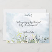 Invitation Aquarelle Botanique Bleu Dusty Script Bridesmaid (Dos)