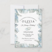 Invitation Aquarelle botanique bleu pâle Dusty (Devant)