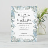 Invitation Aquarelle botanique bleu pâle Dusty Mariage (Debout devant)